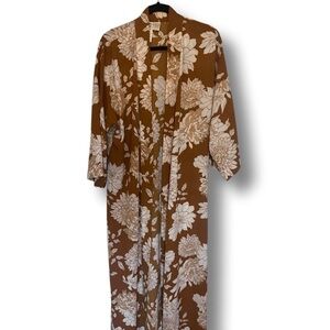 Mimi Chica Floral Long Cape Jacket Kimono Duster, size L